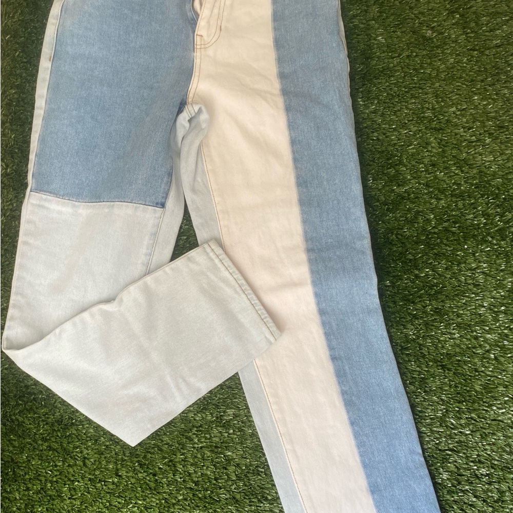 PacSun Two-Tone Light Blue and White Skinny Jeans